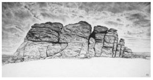 Haytor/Dartmoor/Devon/NationPark/nature/granite/tor/moor/graphite/pencil/drawing/blackandwhite